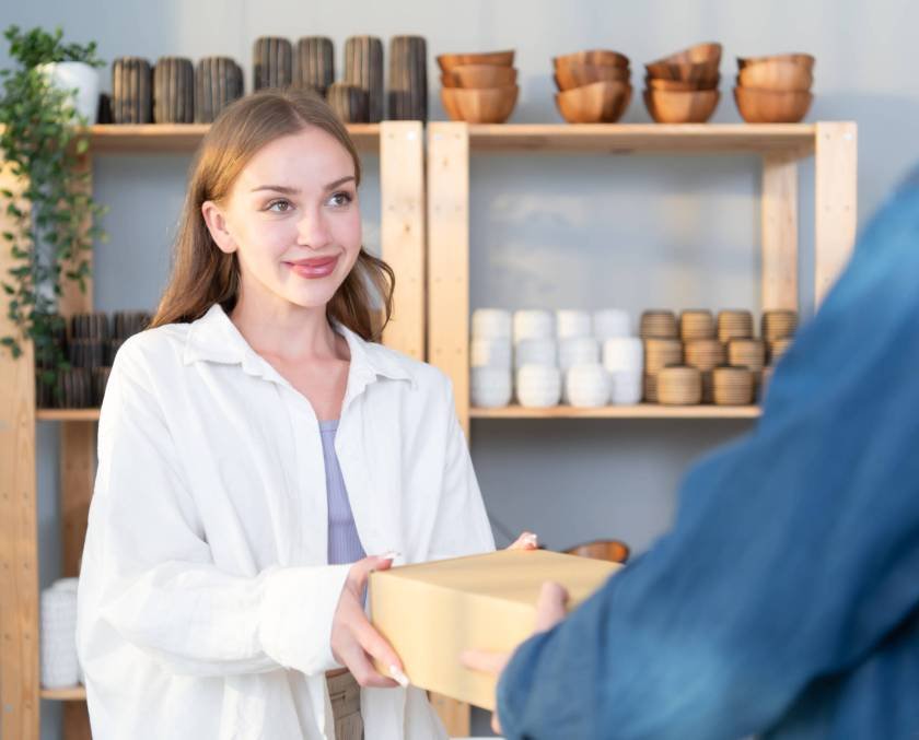 A young couple runs a small business making clay jewelry. They s A young couple runs a small business making clay jewelry. They support one another as they work toward becoming larger business in the future.
